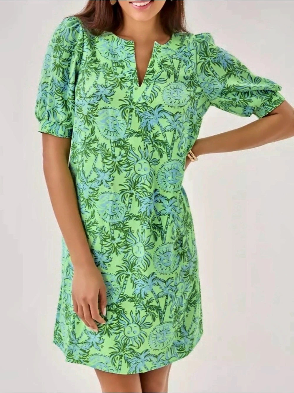 Lilly Pulitzer Sydnee Dress Floral Mini Green & Blue Size 6 NWT